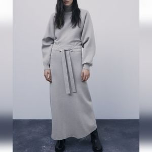 Zara Grey Knit dress with adjustable belt